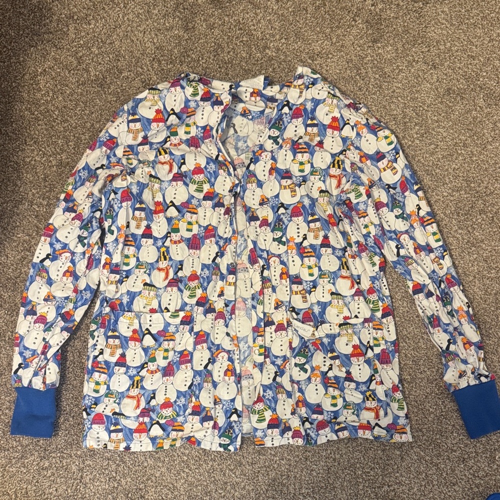 Snowman Print scrub jacket
